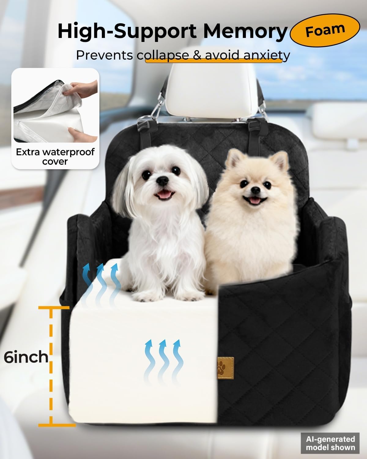 Dog Car Seats for Small Dogs Up to 35 lbs - Black - image 3
