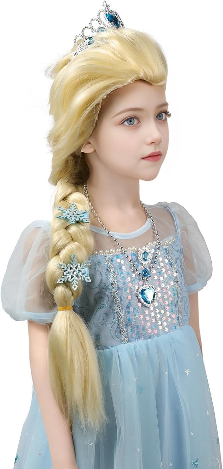 MUPUL kids long black braided wig with bangs for Halloween costumes - view 15