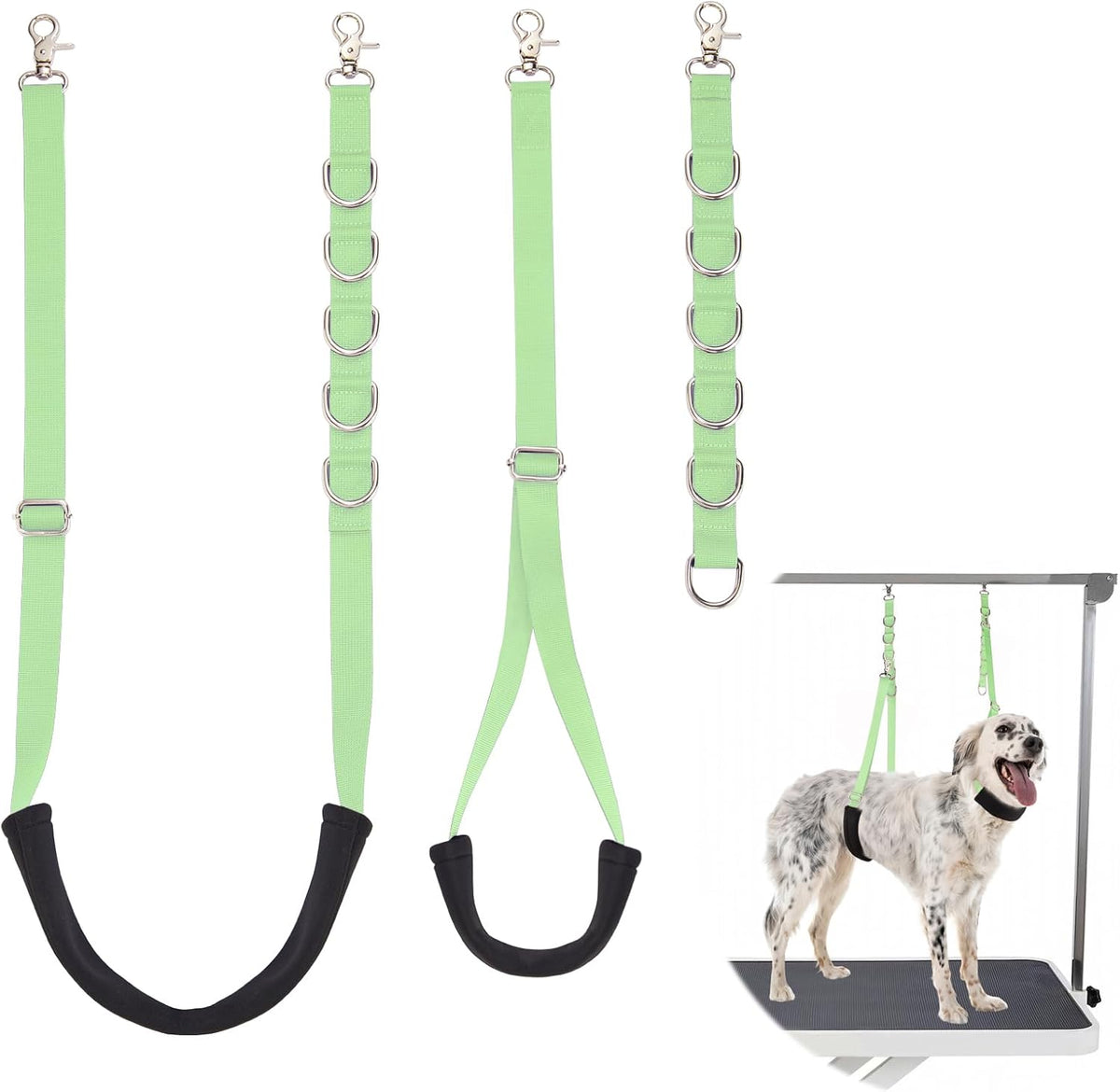 Dog Grooming Belly Strap - 3PCS Grooming Restraint Set Adjustable Belly Band Loops Strap - Mint Green
