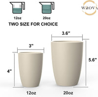 Wrova set of 8 black reusable wheat straw cups, 20 oz, stackable - view 30