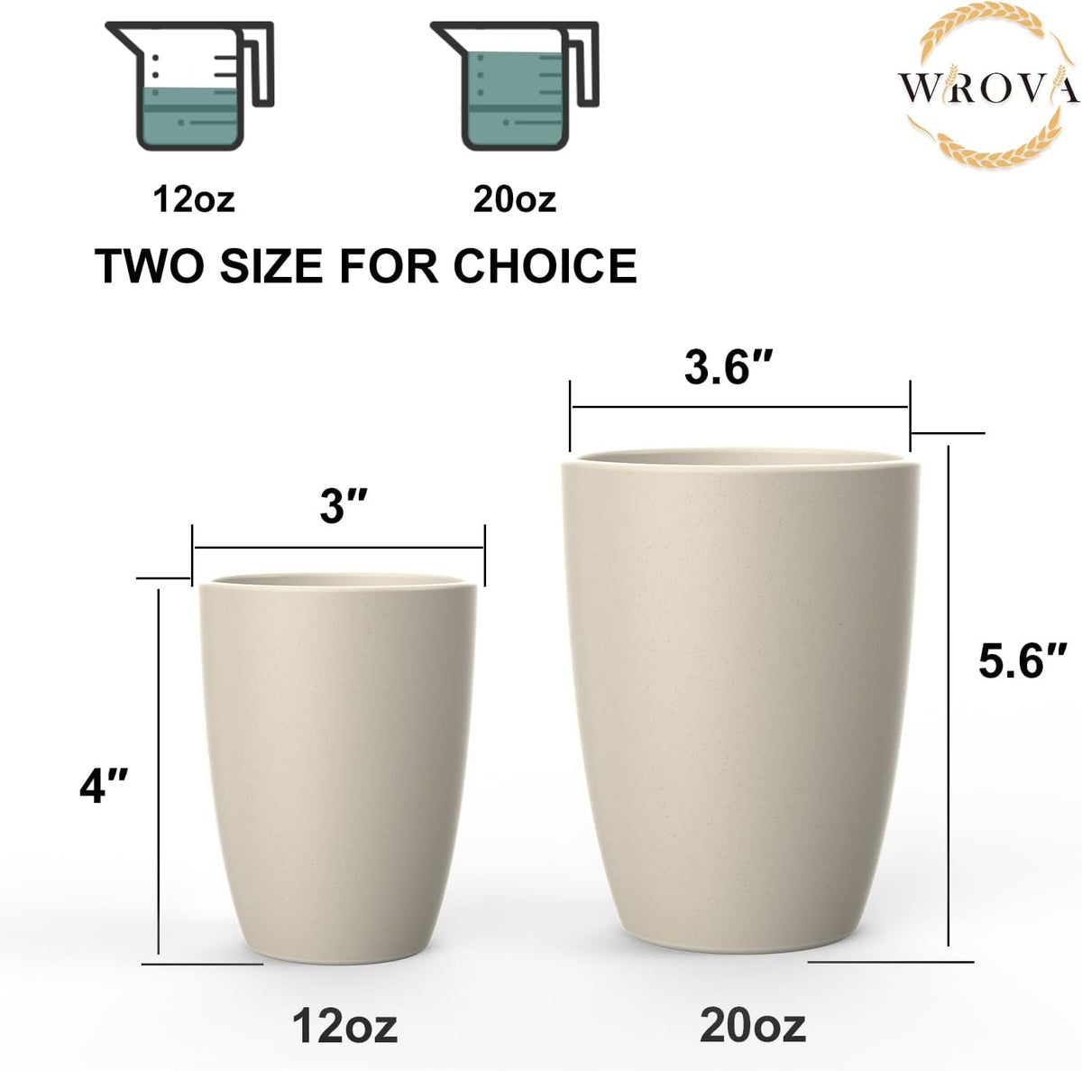 Wrova set of 8 black reusable wheat straw cups, 20 oz, stackable - view 30