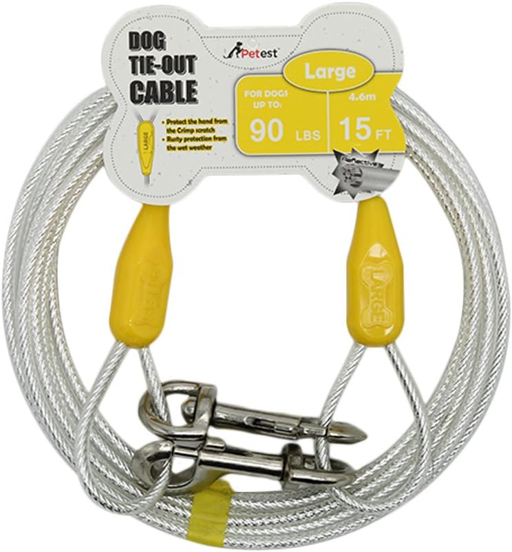 30ft Reflective Tie-Out Cable for Heavy Dogs Up to – Essentials for Dogs - 90lbs15ft / Yellow & Silver