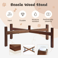SPUNKYJUNKY Ceramic Dog Bowls with Acacia Wood Stand - 42.27 oz / Dog Paw White - image 3