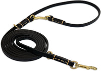 Multi Function 8ft Leather Dog Leash - Black / 8ft*3/8inch