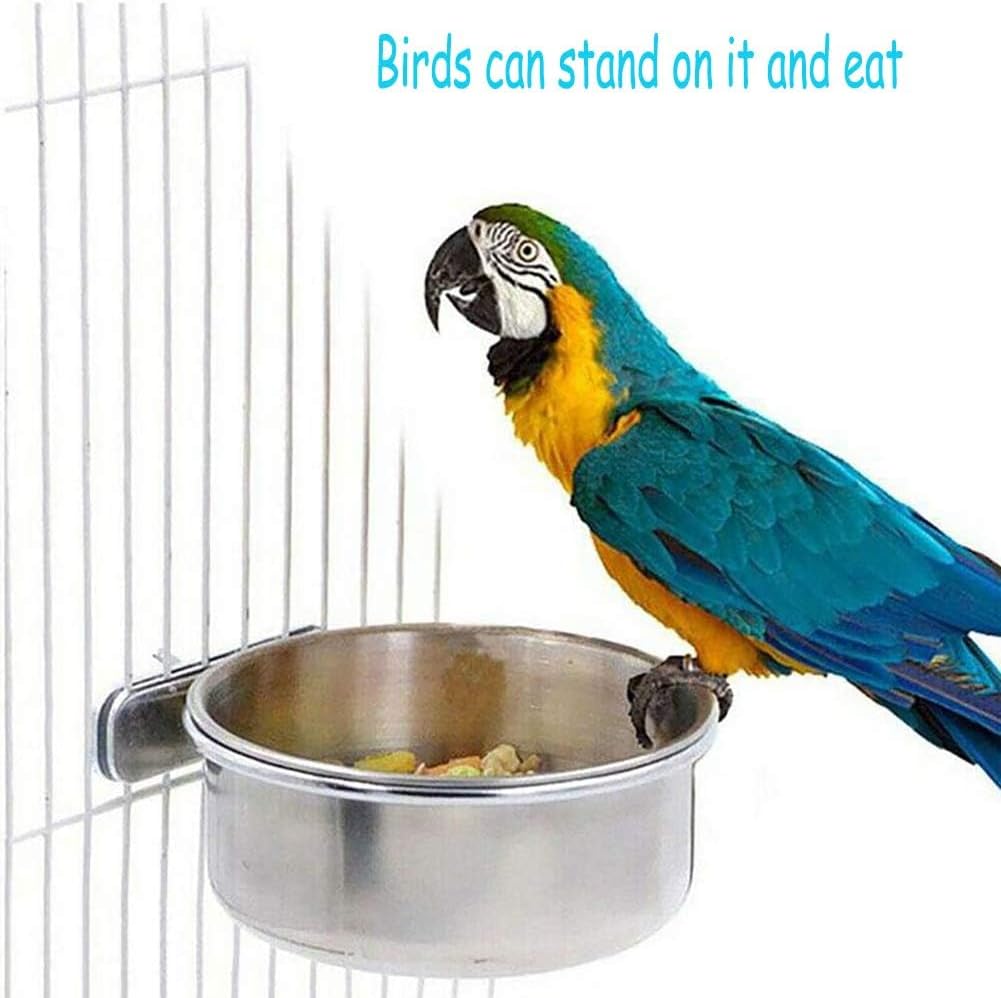 PINVNBY Parrot Feeding Cups Birds Food Dish Stainless Steel Parrot - Single screw / L - image 4