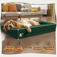 Large Dog Bed Orthopedic Washable Extra XXXLarge Big Dog Bed with Washable Bolster & Memory Foam Couch Sofa - Waterproof with Removable Cover - Emerald