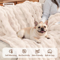 SOMAHE Soft Faux Fur Cat Blanket, Washable - 28"L x 22"W Inches / Milky White - image 3