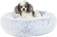 Calming Fluffy Donut Dog Bed for Large Dogs, 36" Round - 23.0"L x 23.0"W x 7.0"Th / Light Blue
