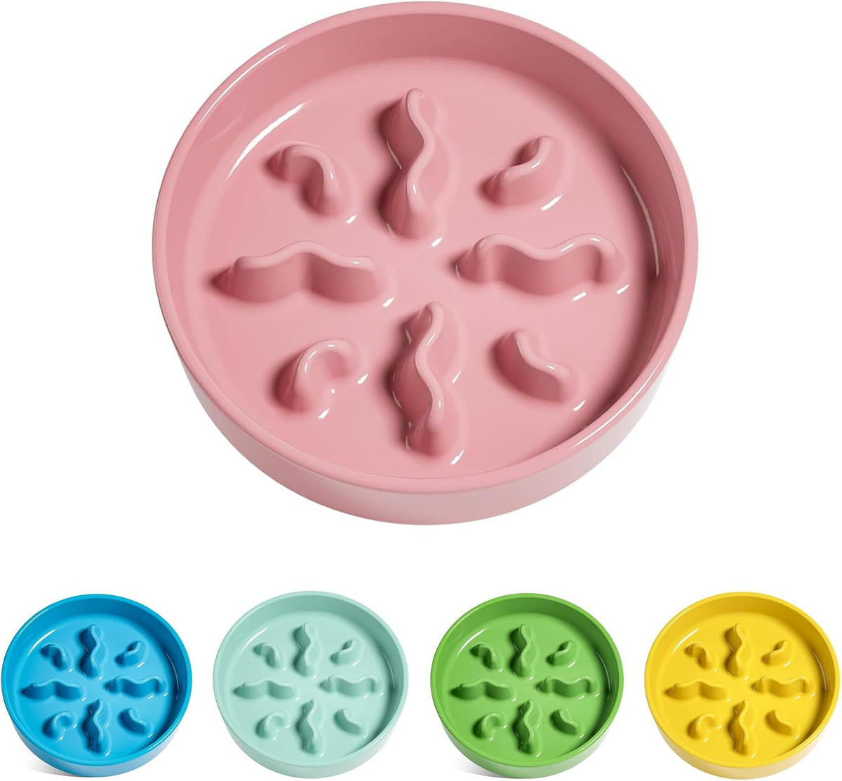 Ceramic Slow Feeder Dog Bowls Small Breed - Pink / S-0.5 Cups