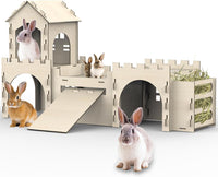Large Bunny House and Hideouts - Extra Large-4 House with Hay Feeder