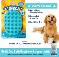 Bodhi Dog Shampoo Brush - Pet Grooming & Bath Supplies for Dogs and Cats - Bath Brush for Long & Short Hair - Premium Scrubber for Shower, Bathing & Massage (One Pack, Aqua)