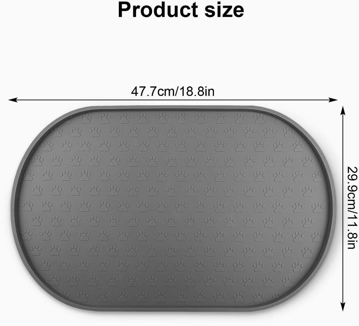 Dog Food Mat Spill-Proof Silicone Dog Bowl Mat Raised Edge Pet - Grey / 19"L x 12"W - image 2