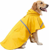 Dog Raincoats with Reflective Strip Hoodie - A1-Yellow / 24B (65-80 lbs)