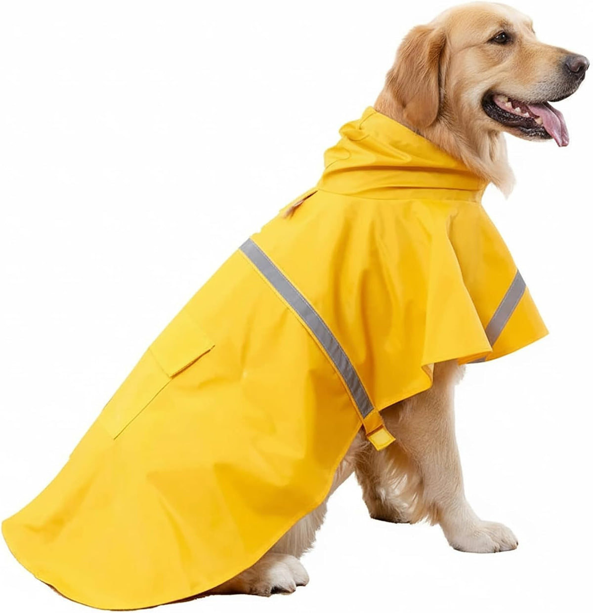 Dog Raincoats with Reflective Strip Hoodie - A1-Yellow / 24B (65-80 lbs)