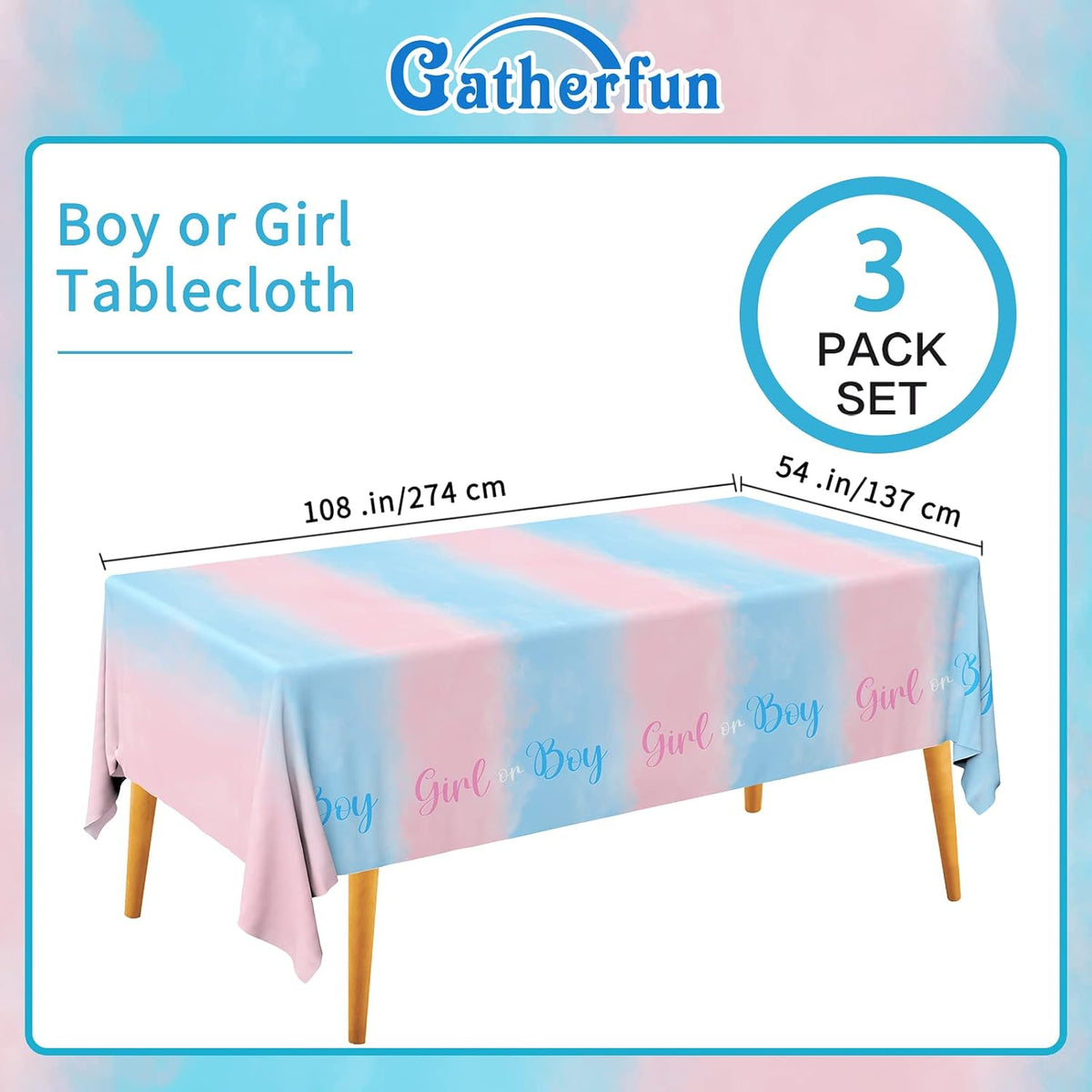Fall Thanksgiving decorations, Disposable Tablecloth - Gender Reveal - image 2