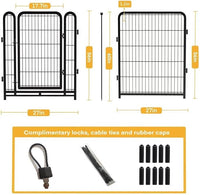 56 in(H) Decorative Garden Fence Panels, Wide Door Low Threshold, Dog Fence Outdoor for Yard. 10 Panels Total 22.1 Ft(L)，No Dig Fencing for Dogs, Black