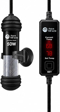 AquaMiracle 100W Small Aquarium Heater Dual LED Display for 10-20 Gal - For 5-10 Gal Aquariums