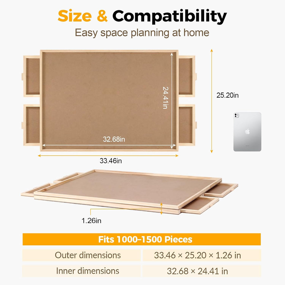BuilderButler 1000 Pieces Rotating Puzzle Board with 4 Drawers - Wooden-4 Drawers / Medium-1500pcs - image 3