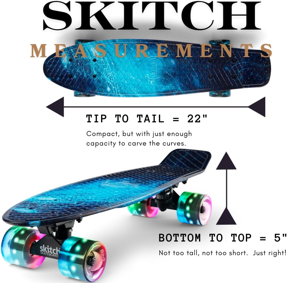 SKITCH Skateboards for Kids, Teens and Adults - Blue Galaxy LED+ - image 3