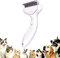 Undercoat Rake for Dogs & Cats, Self‑Clean Deshedding Brush - Creamy-White