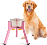 Dog Bowl Stand for Medium Large Dogs - 1 Pack - Pink, Square / Height: 11", Width: 7-10.6"