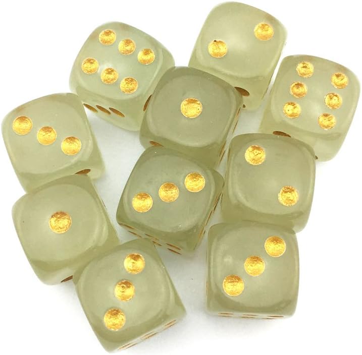 Smartdealspro 10-Pack D6 Six Sided Glow in The Dark Dice Die for DND - 16mm golden dots（10pcs） - image 4