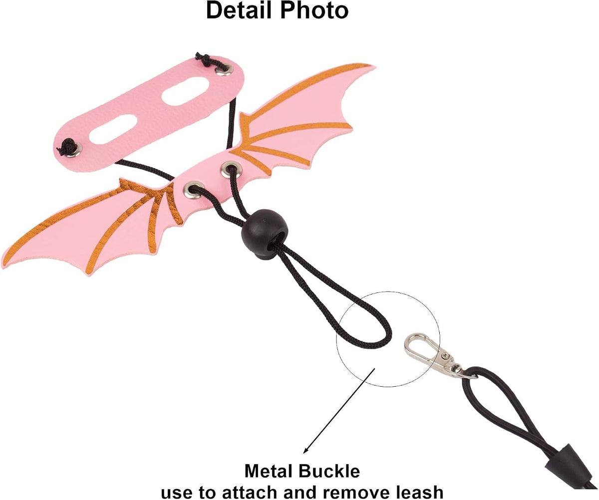 Pink Bearded Dragon Leash Harness, 3 Size Pack, Cool Bat Wing – Essentials for Small Pets - Pink - image 4