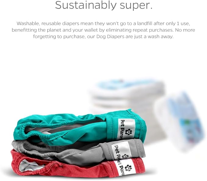Pet Parents® Washable Dog Diapers (3pack) + Extendrs® of Durable Doggie Diapers, Premium Dog Diapers Female (Large, Southern Belle)