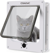CEESC Medium Cat Door for Interior/Exterior, for Pets <15.75" - L- Inner size: 7.1"(W) x 7.7"(H) / White