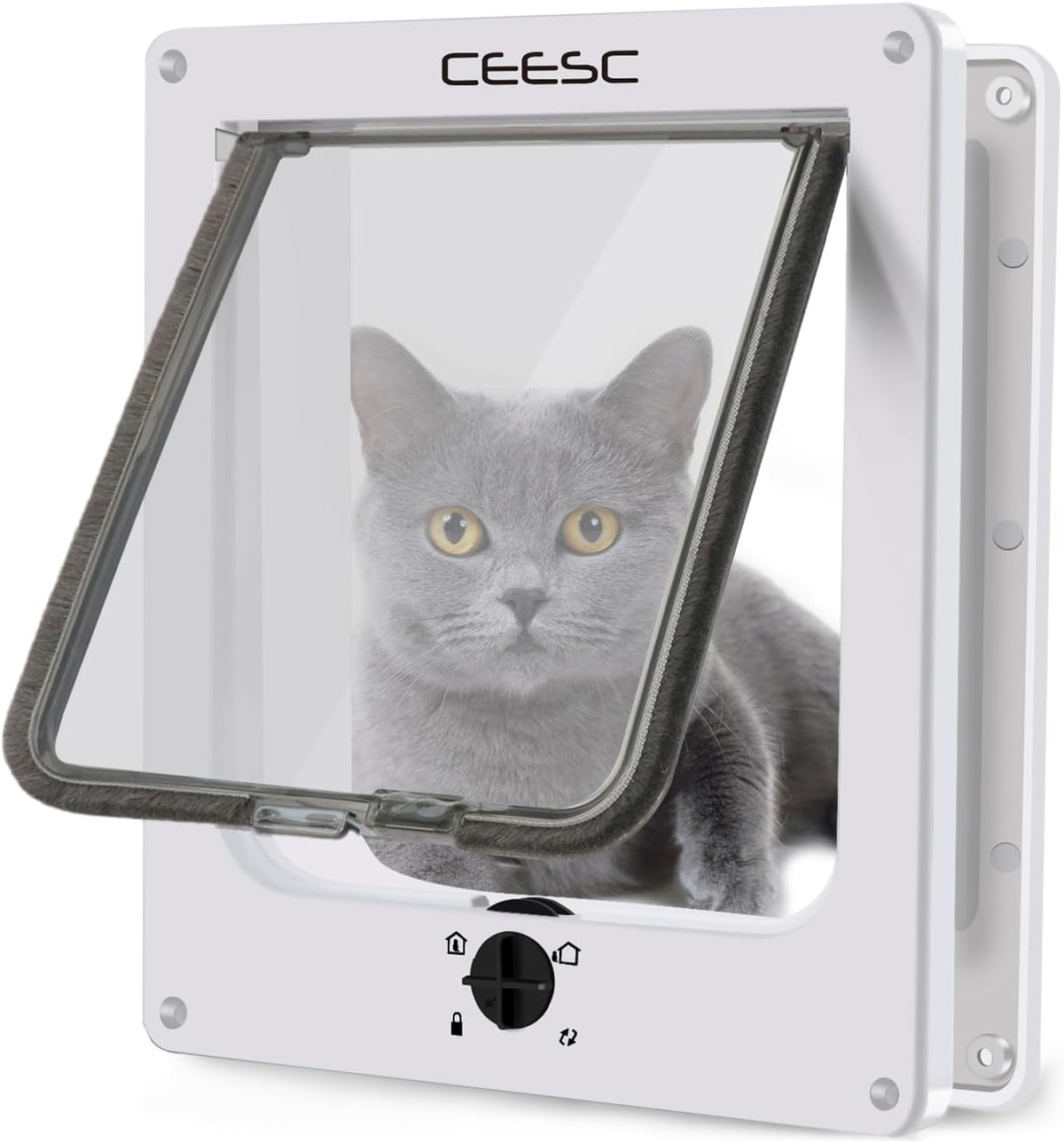 CEESC Medium Cat Door for Interior/Exterior, for Pets <15.75" - L- Inner size: 7.1"(W) x 7.7"(H) / White