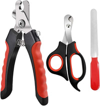 Pet Nail Clippers and Trimmers Set Safety Guard to Avoid Over Cutting - Red