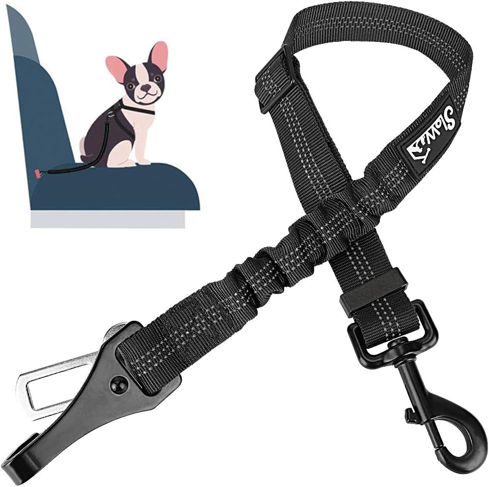 SlowTon Dog Car Seat Belt - Black / 27.5in - 1 pack