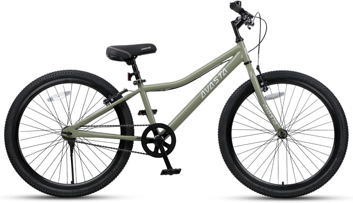 AVASTA Bilbo 18 20 24 Inch Kids Bike for Boys Girls Youth 5-14 Years - Army Green / 24 Inch with Kickstand - image 2
