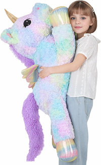 FFxiong 44 Inch Giant Unicorn Stuffed Animal Pillow - Rose Rainbow / 44 Inch - image 2