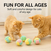 No Catnip Cat Toy Balls, 6 Pack Crinkle Chew Toys – Essentials for Cats - Pastel - image 4