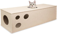 PETKARAY Cat Tunnel, Original Cat Hideaway Cave for Indoor Cats - Straight Tunnel / Beige