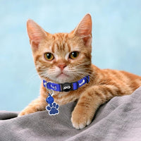 Personalized Breakaway Cat Collars Glow-in-The-Dark with ID Tag, Bell - Safety Quick - Release, Customizable for Female Male Kittens & Cats (Navy)