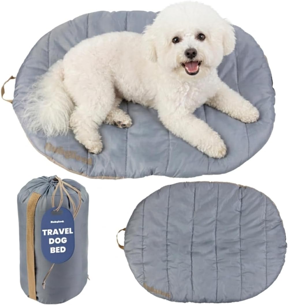 Travel Dog Bed, Foldable & Packable with Carry Bag, Black - Foggy Trail / Small