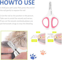 Pet Nail Clippers, Cat & Kitten Claw Nail Clipper Safe Sharp Trimmer – Essentials for Cats - Pink - image 2