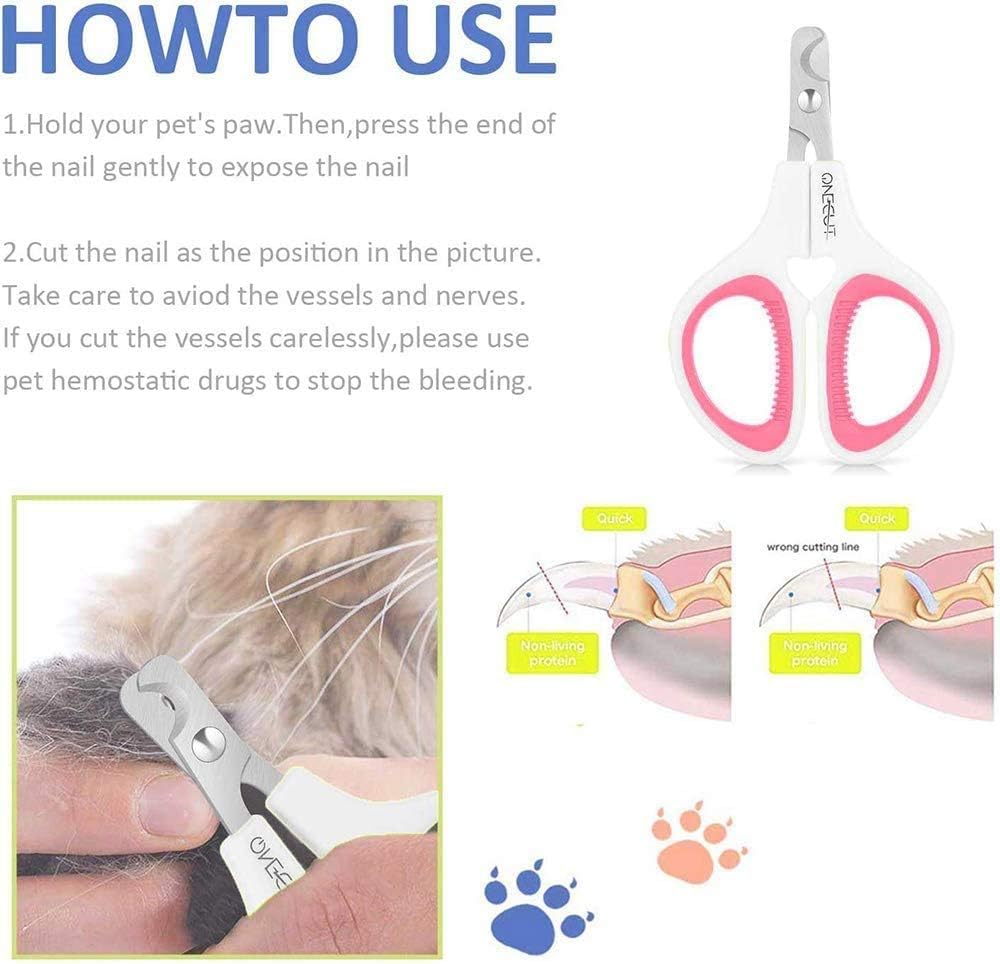 Pet Nail Clippers, Cat & Kitten Claw Nail Clipper Safe Sharp Trimmer – Essentials for Cats - Pink - image 2