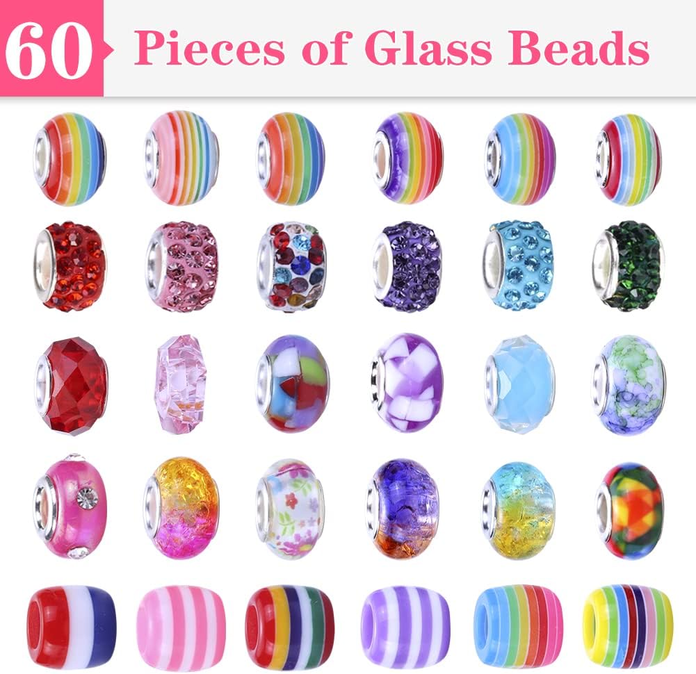 VICTLOV Charm Bracelet Making Kit, DIY Craft for Girls - Pink 126 Pieces - image 2