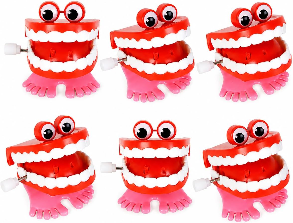 The Dreidel Company 2 pack of 1.75 inch wind up chattering teeth with googly eyes