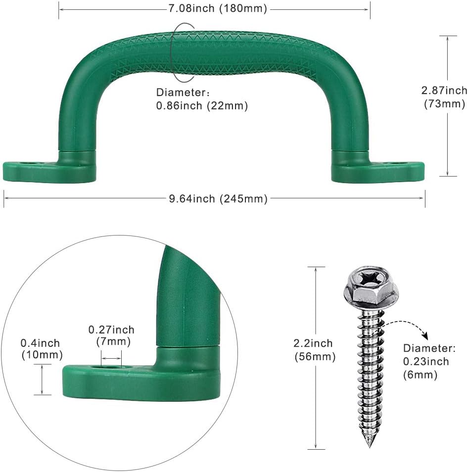 Dolibest Set of 4 Safety Playground Handles - Green-4pcs - image 2