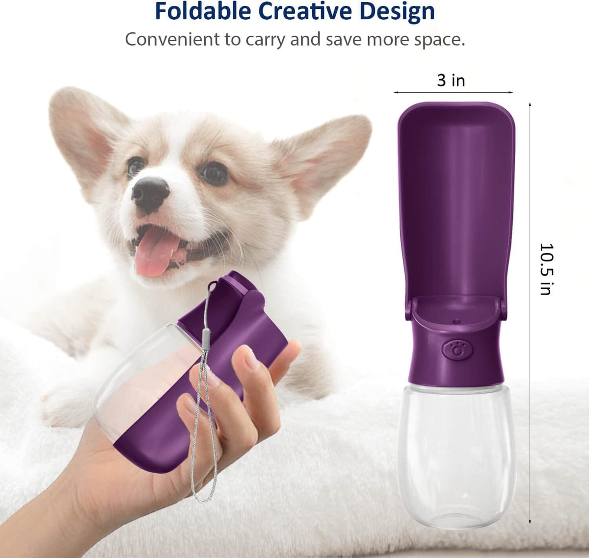 WePet Foldable Portable Dog Water Bottle Puppy Water Dispenser - #05 Purple / 12 oz - image 3
