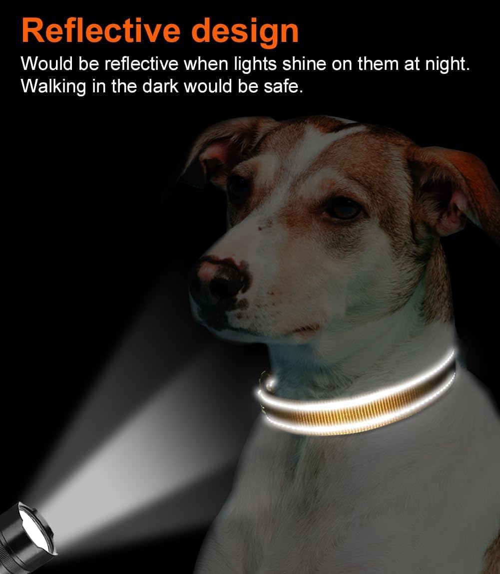 Joytale Reflective Dog Collar, Adjustable Neoprene Padded - Large (Pack of 1) / Khaki - image 3