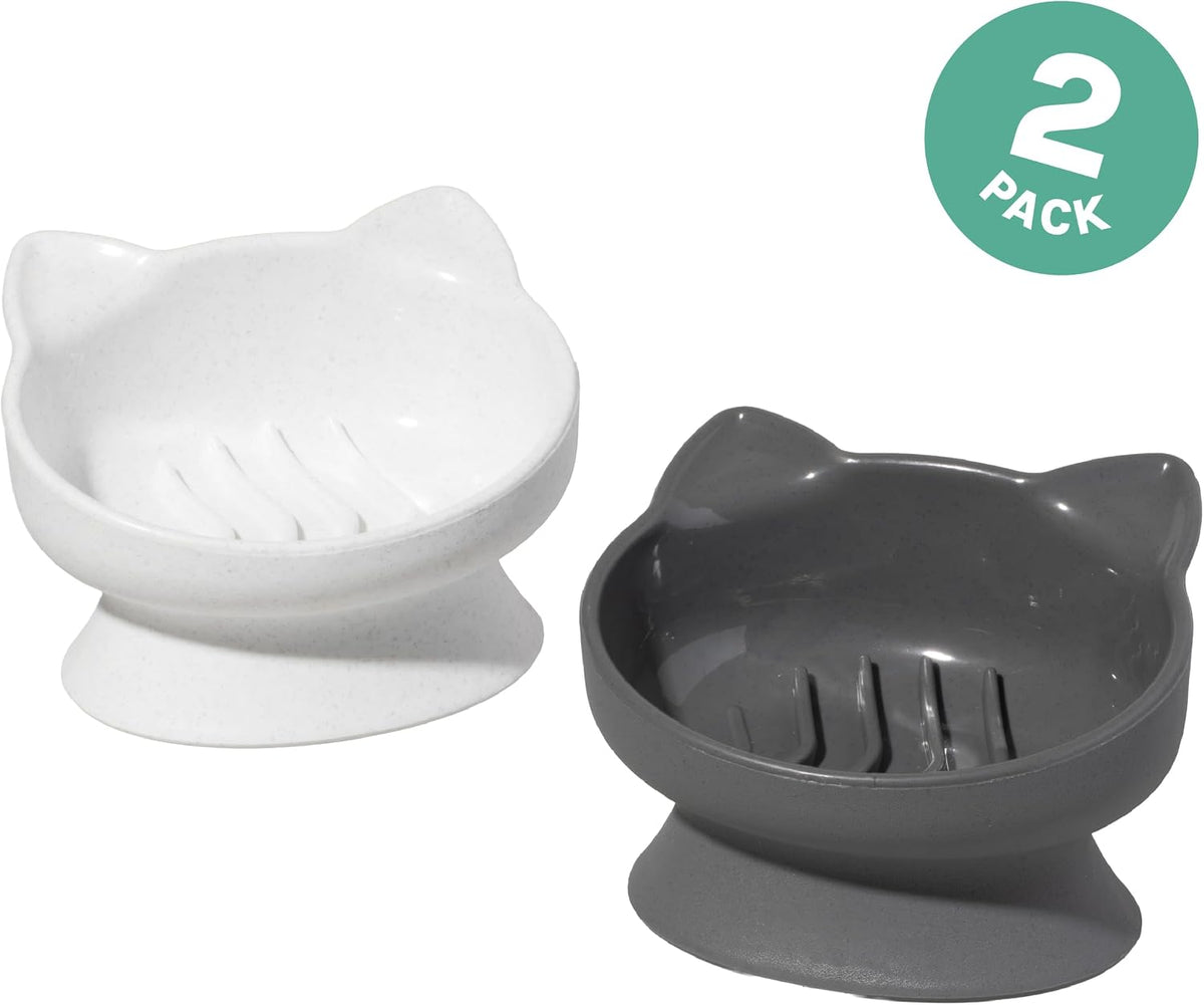 Kitty City Elevated Cat Bowls - White & Gray / Small - Slow Eat - image 3