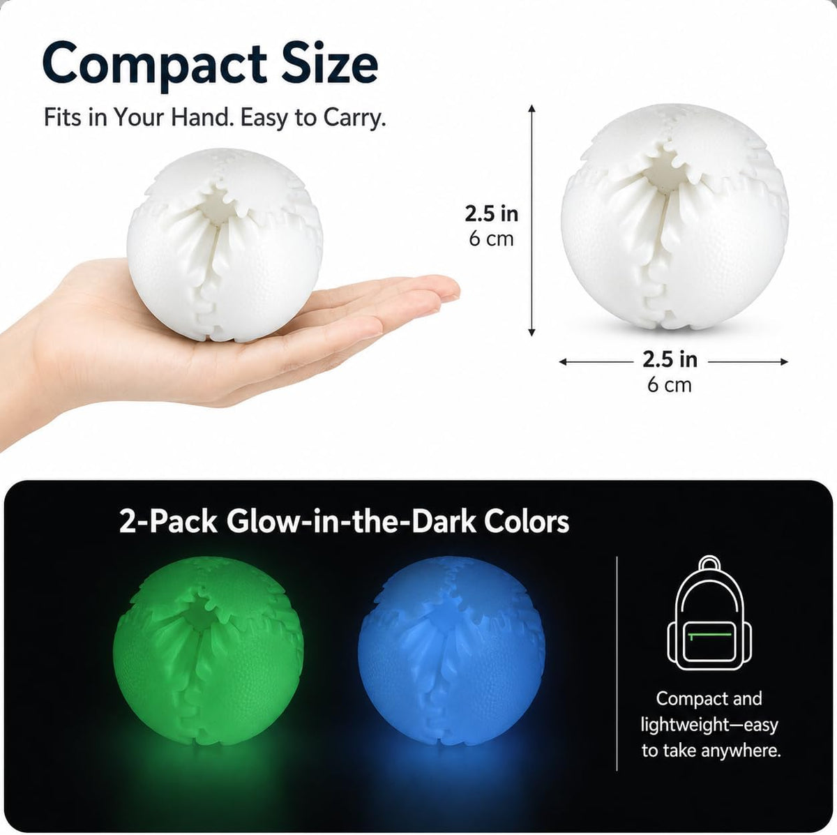 Gear Ball Fidget Toys Steampunk Gear Sphere for Kids - 2pcs-glow Blue+glow Green / 6 cm / 2.5 in - image 4