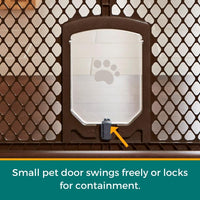 MyPet North States Petyard Plus: 3 Ft. Wide Folding Dog Playpen - 3-Panel Barrier / Small Pet Door / Brown - image 3