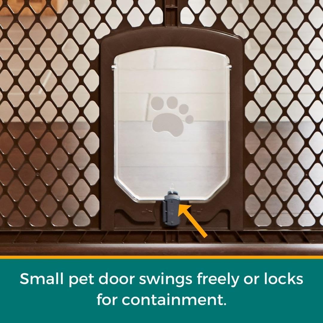 MyPet North States Petyard Plus: 3 Ft. Wide Folding Dog Playpen - 3-Panel Barrier / Small Pet Door / Brown - image 3