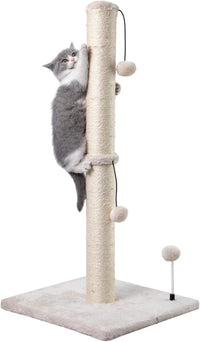 MECOOL 34” Tall Cat Scratching Post Premium Basics Kitten Scratcher - 34 inches for Adult Cats / Beige